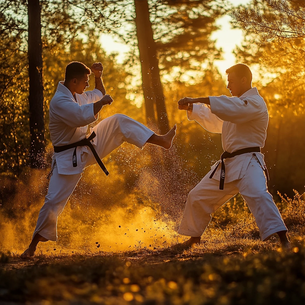Тренировка карате на природе